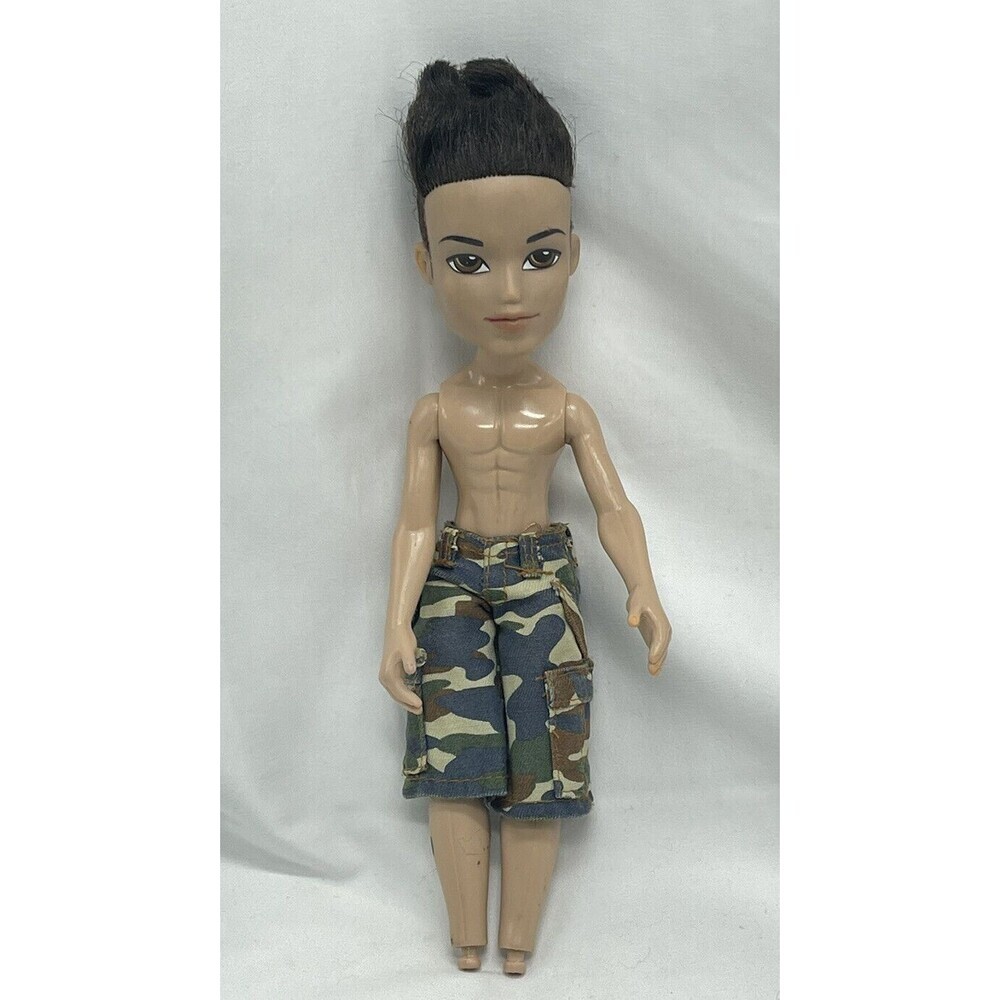 2003 Bratz Boyz Boy EITAN Doll Brown Hair Brown Eyes Navy Blue Shorts No Legs